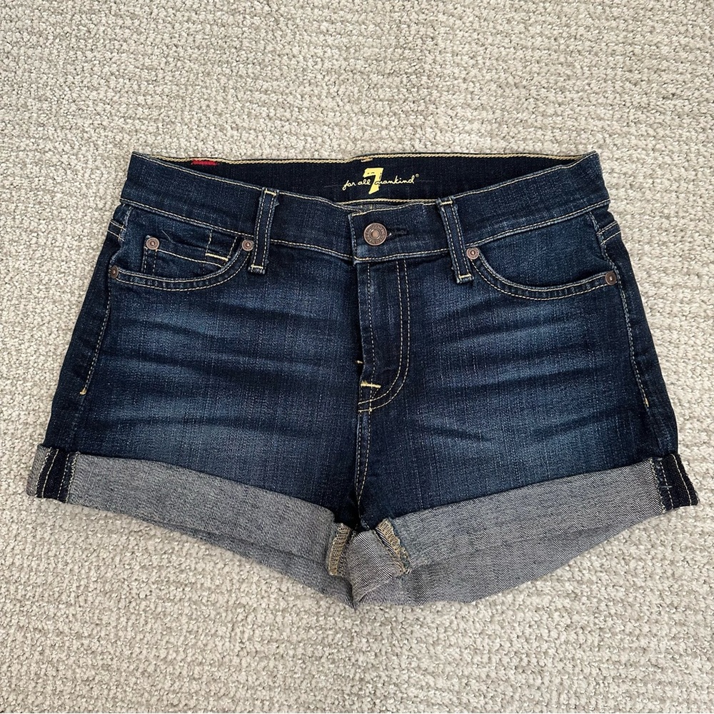 7 For All Mankind Whiskered Denim Shorts, Size 25